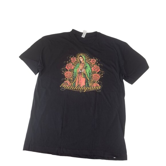 Our Lady Of Guadalupe Graphic T-Shirt Nuestra Virgen Shimmer Design Black  SZ XL - Picture 8 of 8